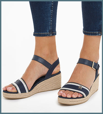 Espadrille Wedges Tommy Hilfiger Sandals Wedge Canvas Espadrille